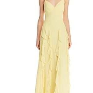 BCBG yellow ruffle gown